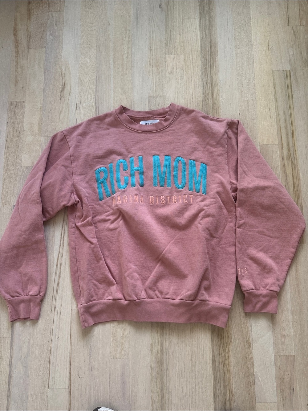 EUC Rich Mom Marina District Crewneck Sweatshirt, Pink/Blue, M
